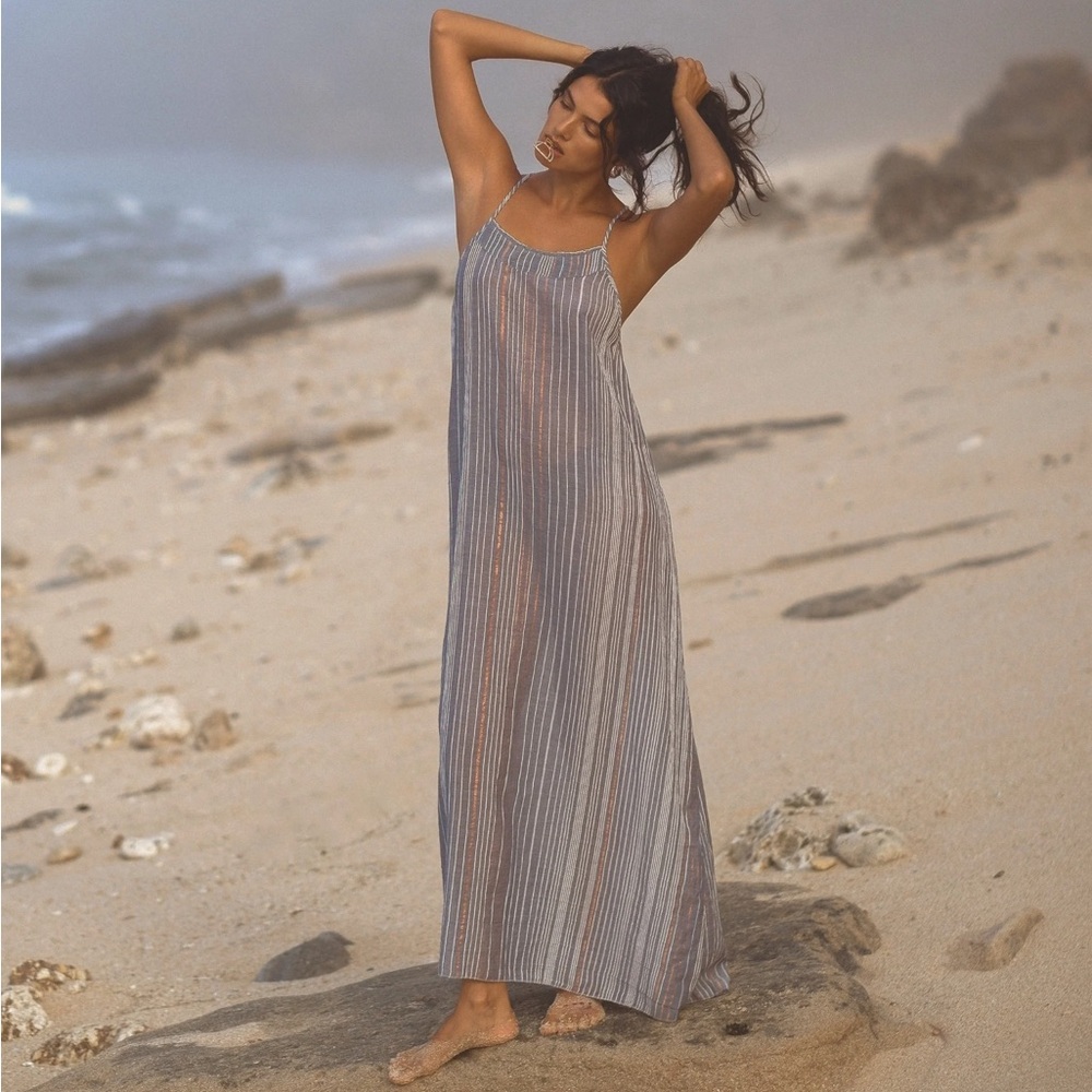 Beautiful & Airy Canggu Maxi Dress by Handloom Los Angeles in the color Navy